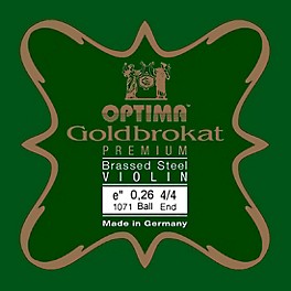 Optima Goldbrokat ... Optima Goldbrokat Premium Series Brassed Steel Violin E String 4/4 Size, Light Steel, 26 guage ball end