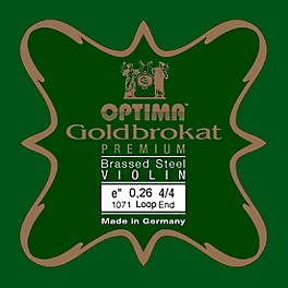 Optima Goldbrokat ... Optima Goldbrokat Premium Series Brassed Steel Violin E String 4/4 Size, Light Steel, 26 guage loop end