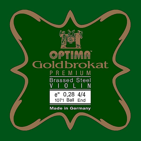 Optima Goldbrokat Premium Series Brassed Steel Violin E String 4/4 Size, Heavy Steel, 28 guage ball end