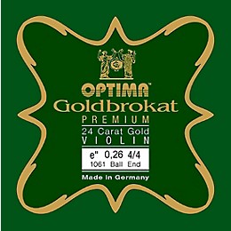 Optima Goldbrokat Premium 24K Gold Plated Steel Violin E String 4/4 Size, Light Steel, 26 guage ball end