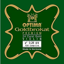 Optima Goldbrokat Premium 24K Gold Plated Steel Violin E String 4/4 Size, Light Steel, 26 guage loop end