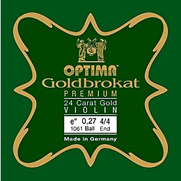 Optima Goldbrokat Premium 24K Gold Plated Steel Violin E String 4/4 Size, Medium Steel, 27 guage ball end