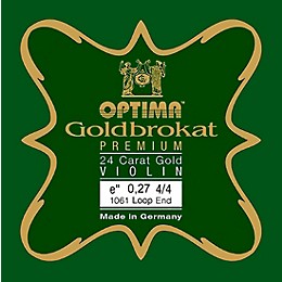 Optima Goldbrokat Premium 24K Gold Plated Steel Violin E String 4/4 Size, Medium Steel, 27 guage loop end