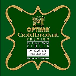 Optima Goldbrokat Premium 24K Gold Plated Steel Violin E String 4/4 Size, Heavy Steel, 28 guage loop end