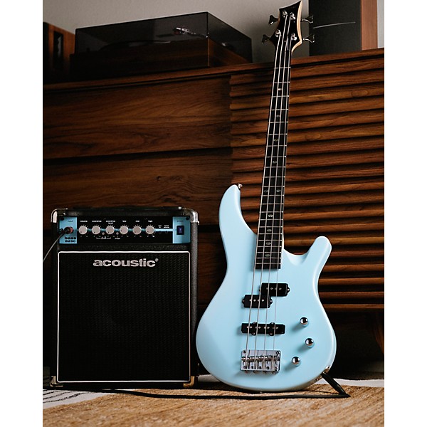 Mitchell MB100 Short-Scale Solidbody Electric Bass Guitar Powder Blue