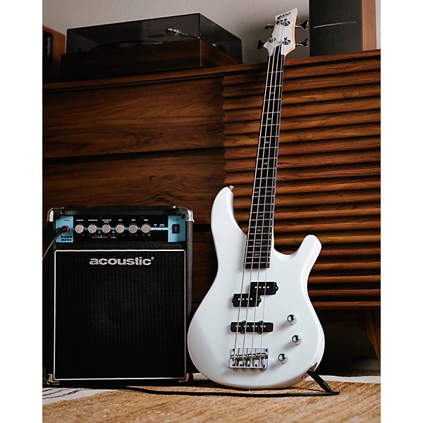 Mitchell MB100 Short-Scale Solidbody Electric Bass Guitar White