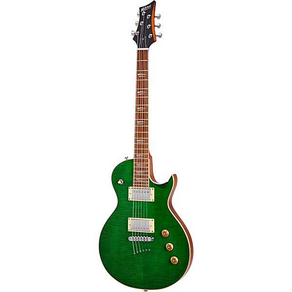Mitchell MS450 Modern Single-Cutaway Electric Guitar Flame Forrest Green