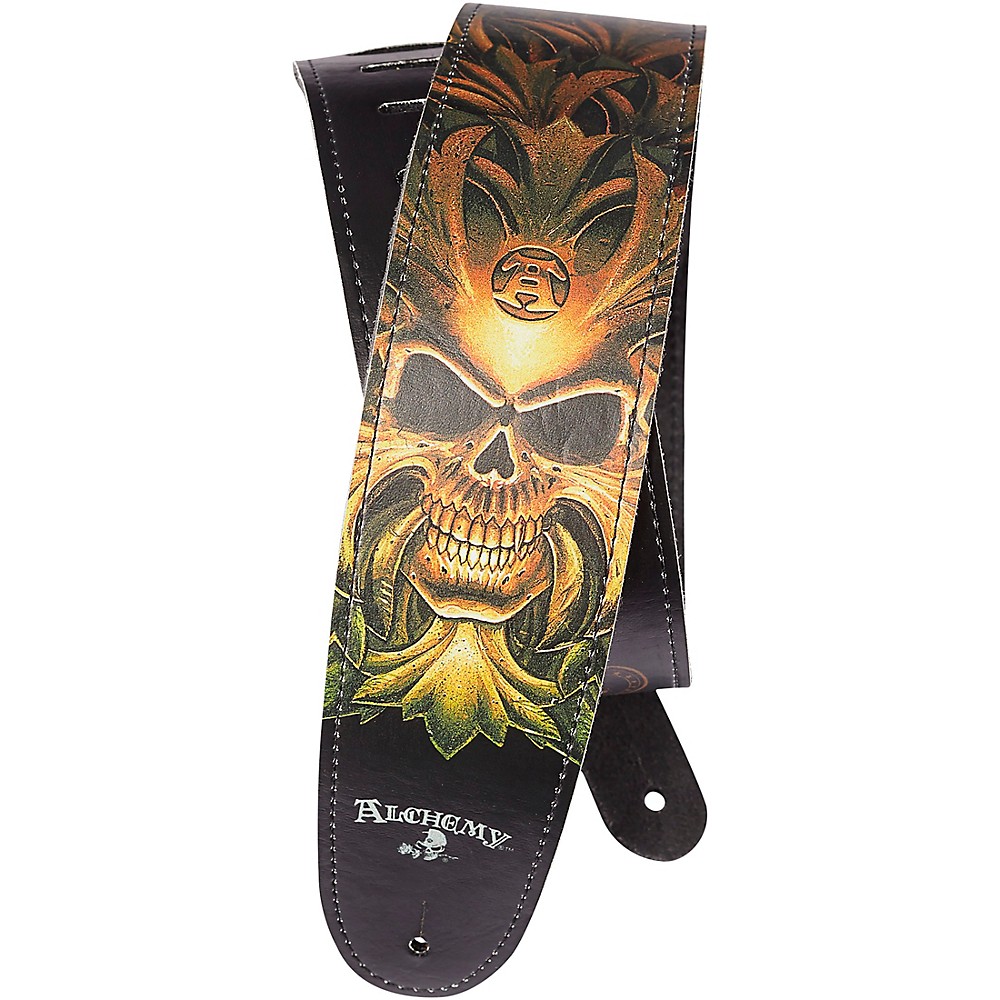 UPC 019954293765 product image for D'addario Planet Waves Alchemy Leather Guitar Strap, Cryptorosa Skull 2.5 In. | upcitemdb.com