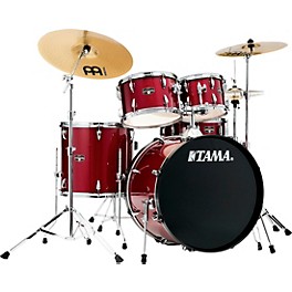 TAMA Imperialstar 5-... TAMA Imperialstar 5-Piece Complete Drum Set With 22" Bass Drum and MEINL HCS Cymbals Candy Apple Mist