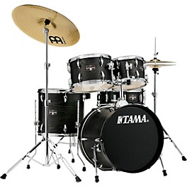 TAMA Imperialstar 5-Pi... TAMA Imperialstar 5-Piece Complete Drum Set With 18" Bass Drum and MEINL HCS Cymbals Black Oak Wrap