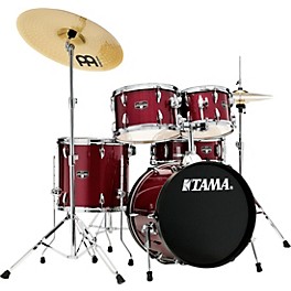 TAMA Imperialstar 5-... TAMA Imperialstar 5-Piece Complete Drum Set With 18" Bass Drum and MEINL HCS Cymbals Candy Apple Mist