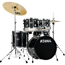 TAMA Imperialstar 5-Piece Complete Drum Set With 18" Bass Drum and MEINL HCS Cymbals Hairline Black