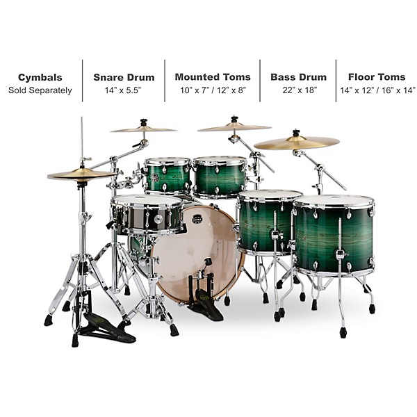 Mapex Armory Series Exotic Studioease Fast Shell Pack With 22" Bass Drum Emerald Burst