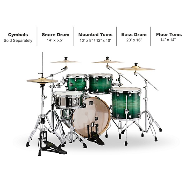 Mapex Armory Series Exotic Fusion 5-Piece Shell Pack With 20" Bass Drum Emerald Burst