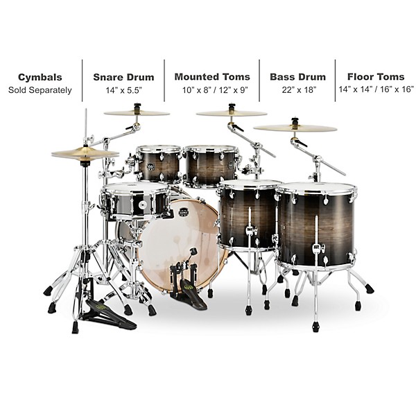 Mapex Armory Series Exotic Studioease 6-Piece Shell Pack With Deep Toms and 22" Bass Drum Black Dawn