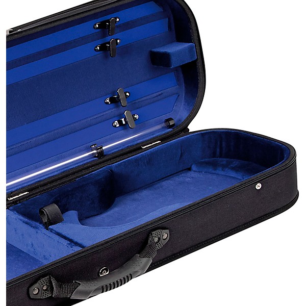 J. Winter Violin Oblong Case Greenline 4/4 Size Black Exterior, Blue Interior