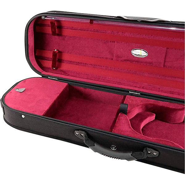 J. Winter Violin Oblong Case Greenline 4/4 Size Black Exterior, Red Interior