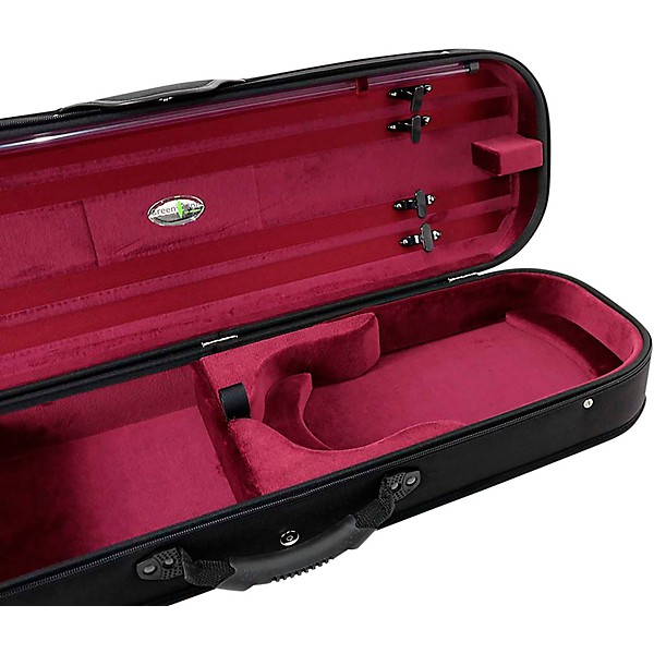 J. Winter Violin Oblong Case Greenline 4/4 Size Black Exterior, Red Interior