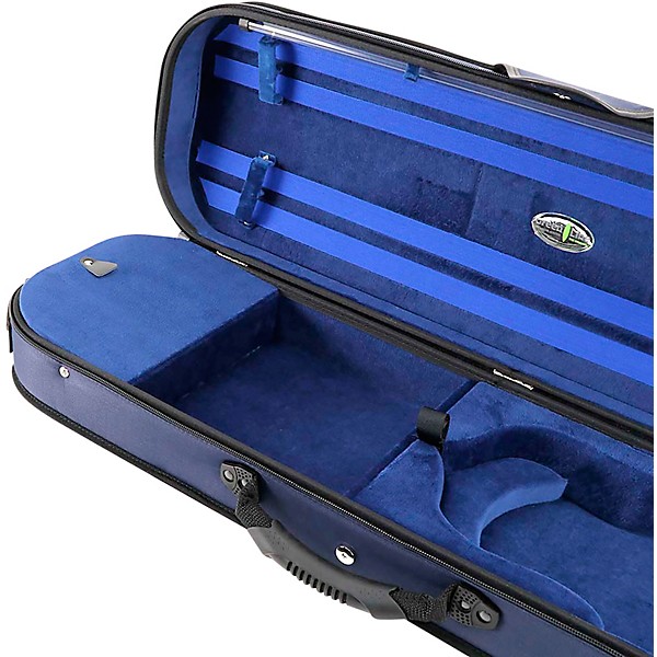 J. Winter Violin Oblong Case Greenline 4/4 Size Blue Exterior, Blue Interior