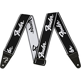 Fender WeighLess 2" Running Logo Strap Black and White 2 in. Fender WeighLess 2" Running Logo Strap Black and White 2 in.