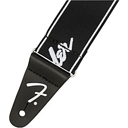 Fender WeighLess 2" Running Logo Strap Black and White 2 in.