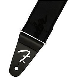 Fender WeighLess 2" Running Logo Strap Black 2 in.