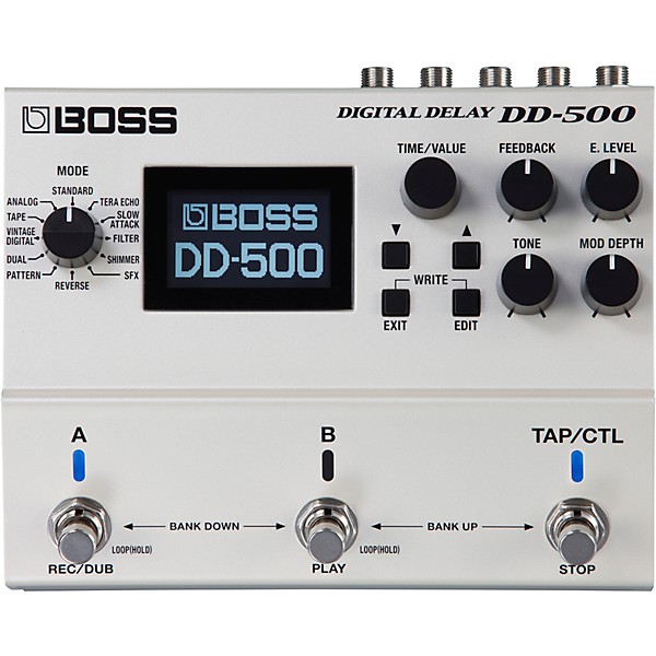 BOSS DD-500 Digital Delay Effects Pedal and Instrument Cables Bundle