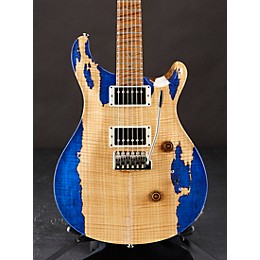 PRS Private Stock Custom 24 with Spalted Maple Top, Black Limba Back, Roasted Curly Maple Neck and Fretboard Electric Guitar Natural Maple with Blue on Spalt