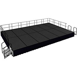 National Public Se... National Public Seating 16' x 24' Stage Package, 24" High with Shirred Pleat Black Skirting Grey Carpet