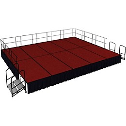National Public Seating 16' x 20' Stage Package, 24" High with Shirred Pleat Black Skirting Red Carpet