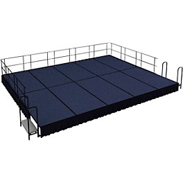 National Public Se... National Public Seating 16' x 20' Stage Package, 16" High with Shirred Pleat Black Skirting Blue Carpet