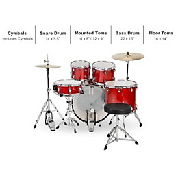Open Box Sound Percussion Labs UNITY II 5-Piece Complete Drum Set with Hardware, Cymbals and Throne Level 1 Desert Red Speckle