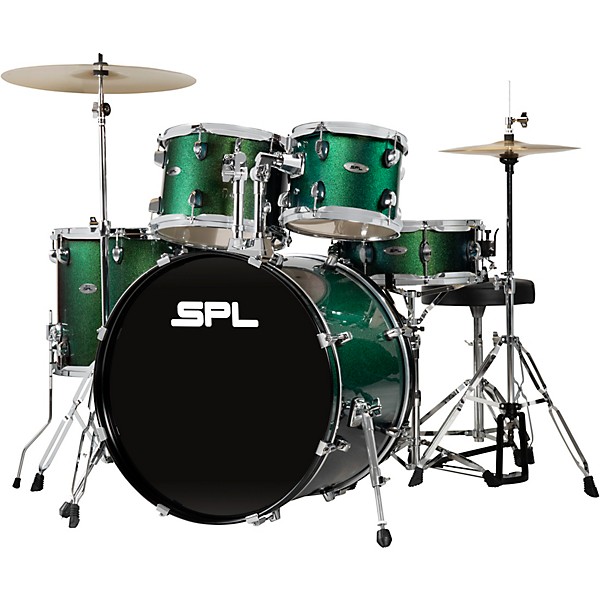 Open Box Sound Percussion Labs UNITY II 5-Piece Complete Drum Set with Hardware, Cymbals and Throne Level 1 Pine Green Gli...