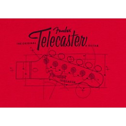 Fender Tele Headstock Blue Print T-Shirt XX Large Red