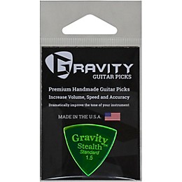 GRAVITY PICKS Stealth Standard Polished Fluorescent Green Guitar Picks 1.5 mm
