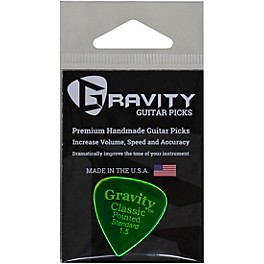 GRAVITY PICKS Classic Pointed Standard Polished Fluorescent Green Guitar Picks 1.5 mm