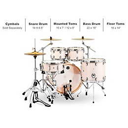 Open Box Mapex Mars Series 5-Piece Rock Shell Pack With 22" Bass Drum Level 1 Bonewood Chrome