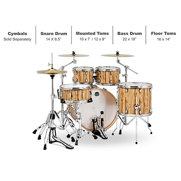 Open Box Mapex Mars Series 5-Piece Rock Shell Pack With 22" Bass Drum Level 1 Driftwood Chrome