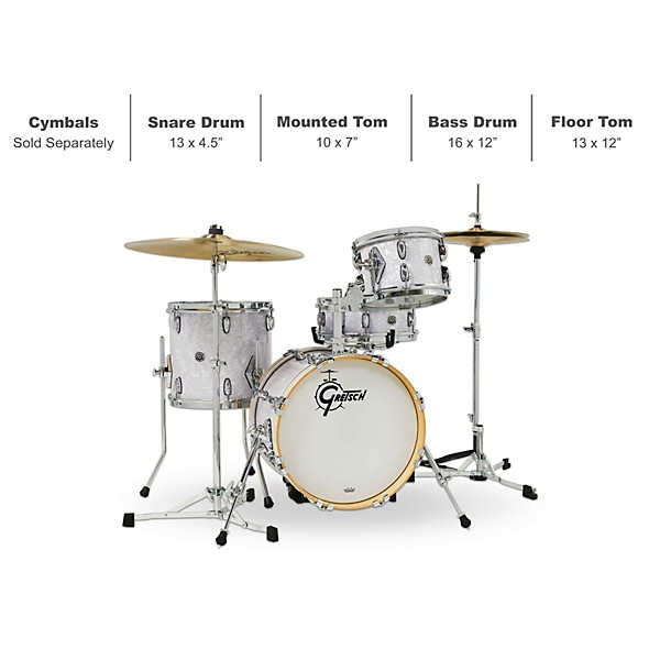 Gretsch Drums Brooklyn 4-Piece Micro Kit Shell Pack White Marine Pearl
