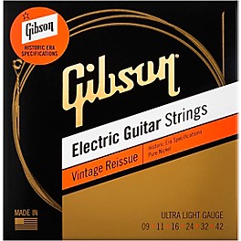 Gibson Vintage Reissue Electric Guitar Strings, Ultra Light Gauge