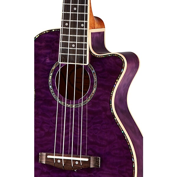 Mitchell MU80XCE-QMPR Exotic Acoustic-Electric Cutaway Ukulele Quilt Maple Purple