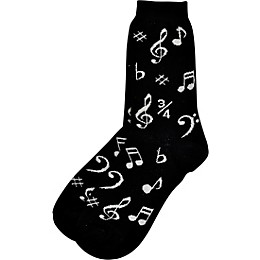 AIM Womens Black And Silver Music Note Socks