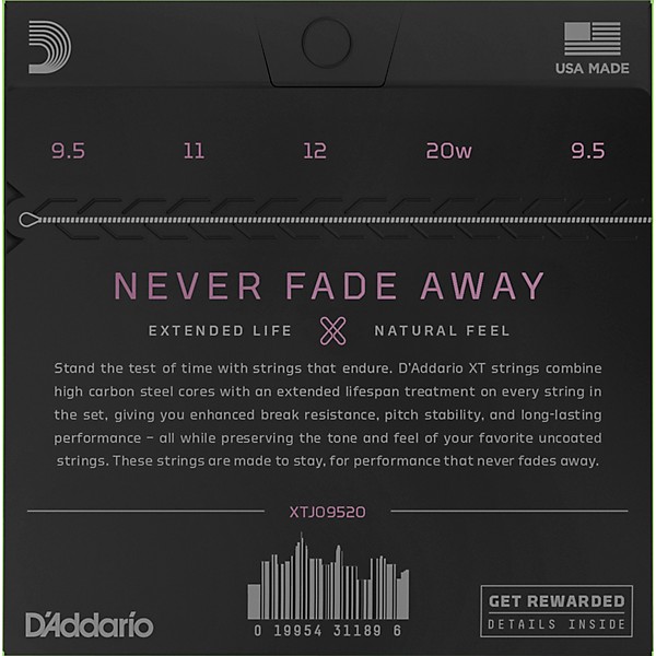 D'Addario XT Banjo Coated Stainless Steel, Custom Light, 9.5-20