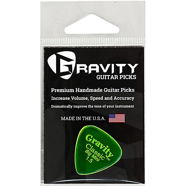 GRAVITY PICKS Classic Big Mini Polished Fluorescent Green Guitar Picks 1.5 mm