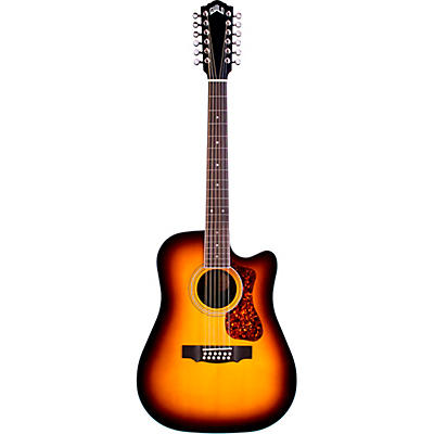 Guild D-2612Ce Deluxe 12-String Cutaway Acoustic-Electric Guitar Antique Sunburst for sale