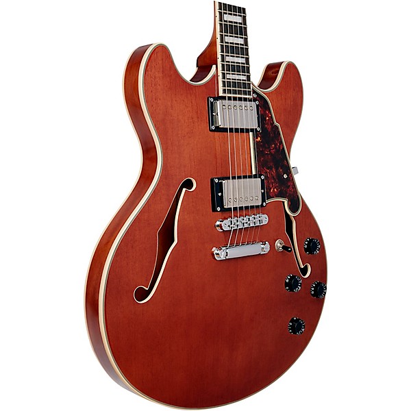 D'Angelico Premier Series DC Boardwalk Semi-Hollow Electric Guitar with Seymour Duncan Humbuckers Walnut Stain