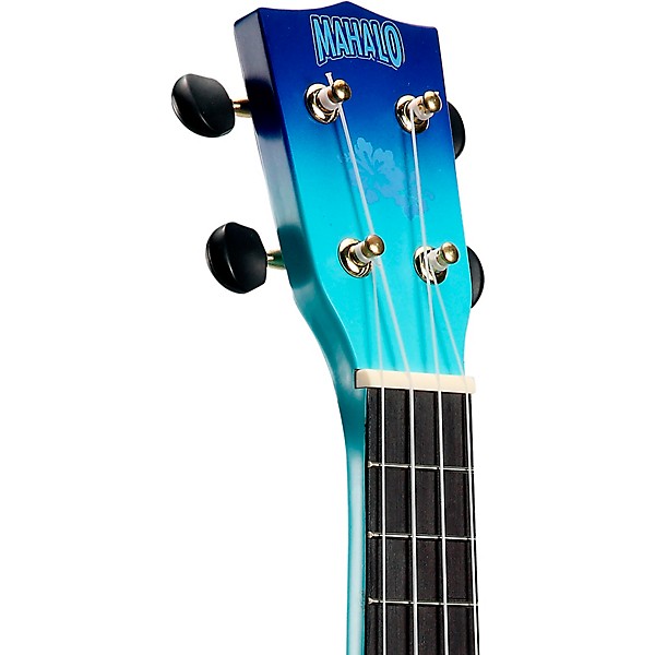 Mahalo Hibiscus Flower Soprano Ukulele Blue