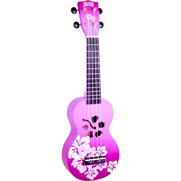 Mahalo Hibiscus Flower Soprano Ukulele Purple