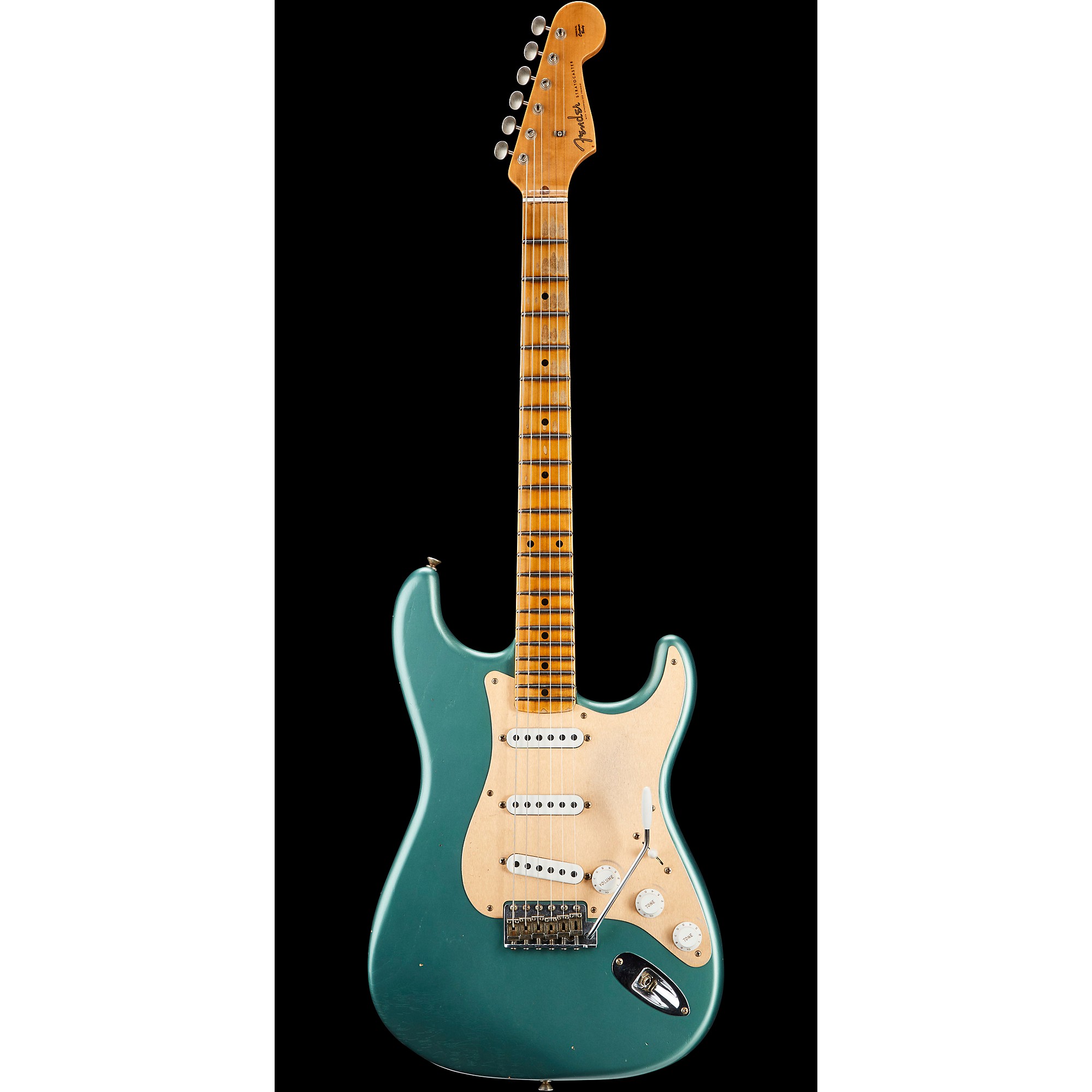 Fender Custom Shop 55 Dual-Mag Stratocaster Journeyman Relic Maple  Fingerboard Limited Edition Electric Guitar Super Faded Aged Sherwood Green  