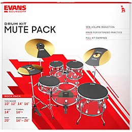 Open Box Evans SoundOff Drum Mutes Box Set, Rock Level 1 10,12,14,16,22 in.,hi-hat,and cymbal (2) Black